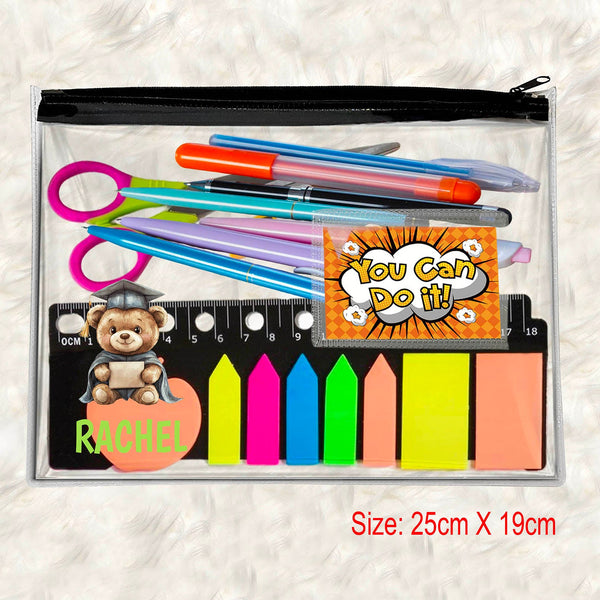 TotallyIngenious Clear PVC Personalised Clear PVC Pouches with Black Zipper (Min. 5pcs)