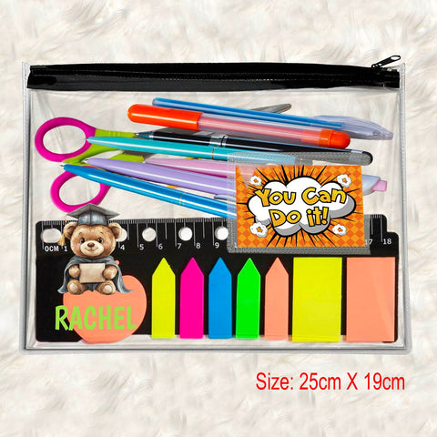 TotallyIngenious Clear PVC Personalised Clear PVC Pouches with Black Zipper (Min. 5pcs)
