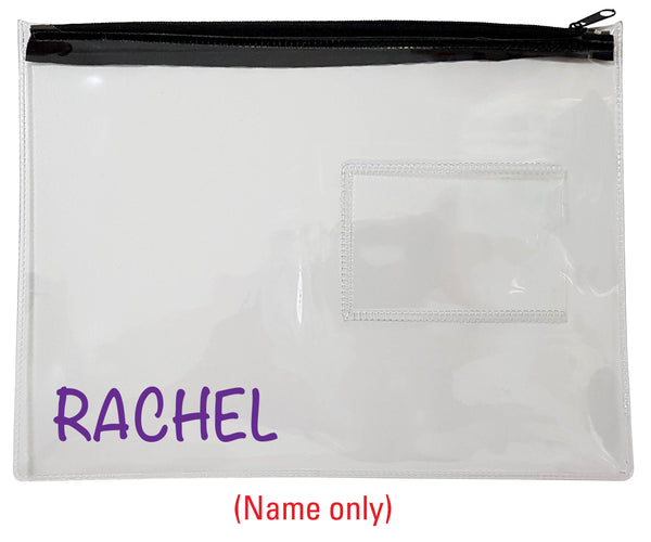 TotallyIngenious Clear PVC Personalised Clear PVC Pouches with Black Zipper (Min. 5pcs)