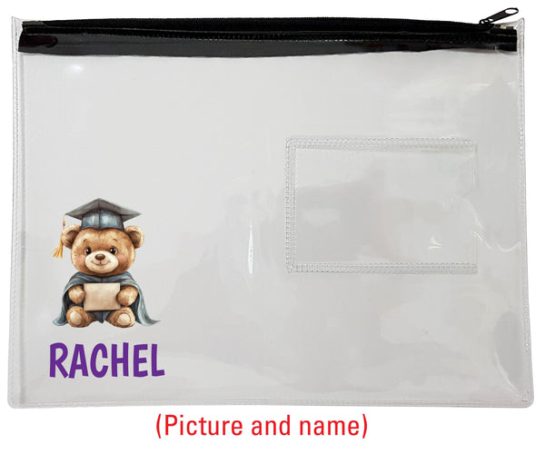 TotallyIngenious Clear PVC Personalised Clear PVC Pouches with Black Zipper (Min. 5pcs)