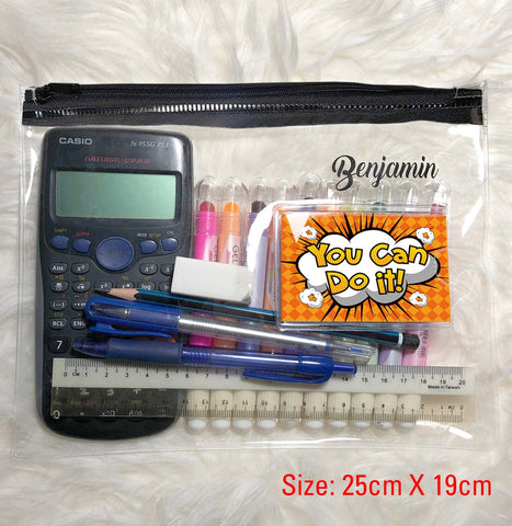 TotallyIngenious Clear PVC Personalised Clear PVC Pouches with Black Zipper (Min. 5pcs)