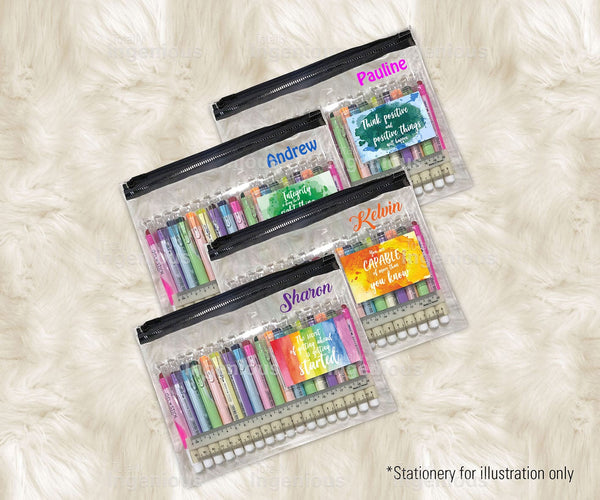 TotallyIngenious Clear PVC Personalised Clear PVC Pouches with Black Zipper (Min. 5pcs)