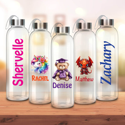 TotallyIngenious Personalised Clear Water Bottle 500ml (Min. 10pcs)