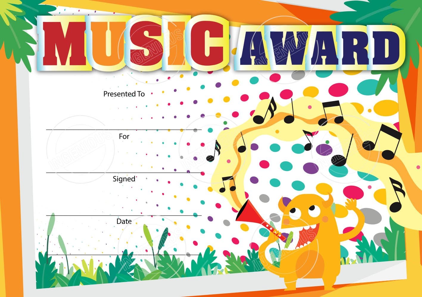 TotallyIngenious Certificates Music - CMUEL1