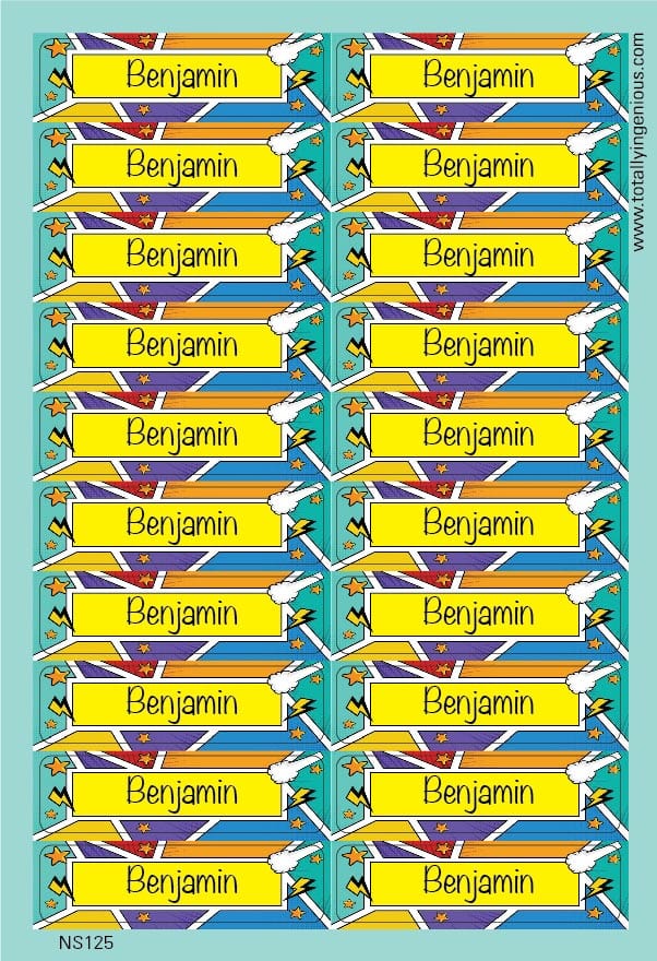 TotallyIngenious Name Sticker Name Sticker IGNS125 (Waterproof & Tear Resistant) (Min. 2pcs)