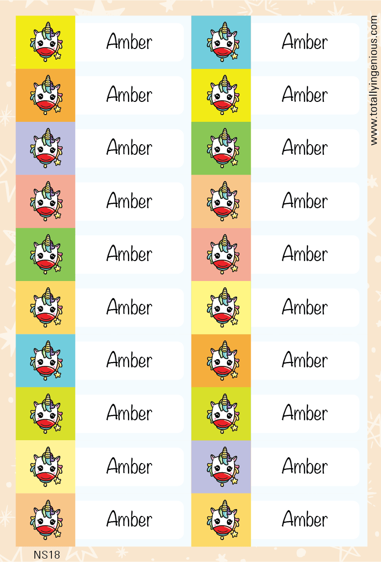 TotallyIngenious Name Sticker Name Sticker IGNS18 (Waterproof & Tear Resistant) (Min. 2pcs)