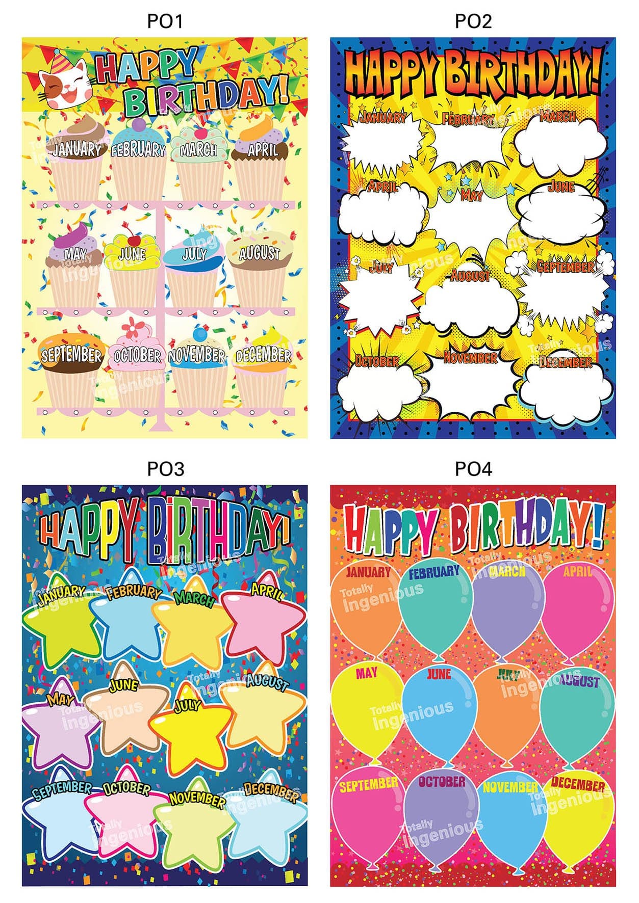 TotallyIngenious Poster Set A Posters Happy Birthday Chart