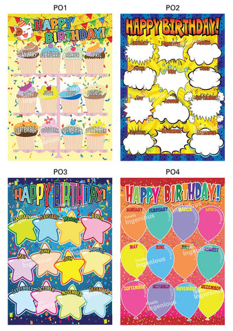 TotallyIngenious Poster Set A Posters Happy Birthday Chart