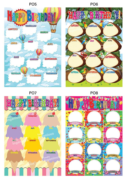 TotallyIngenious Poster Set A Posters Happy Birthday Chart